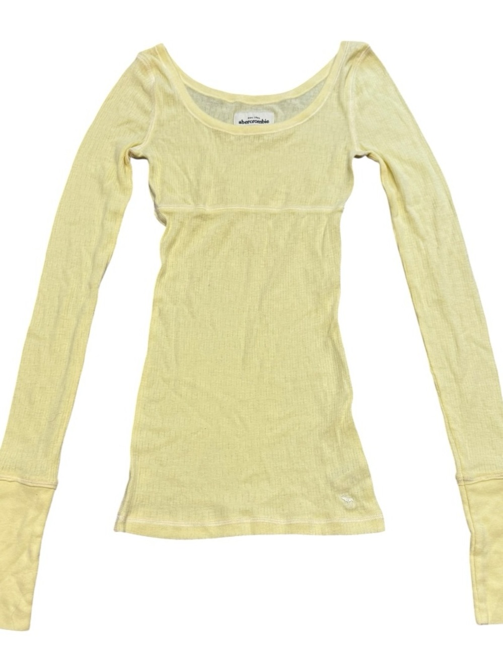 Abercrombie vintage Henley babydoll long sleeve yellow top